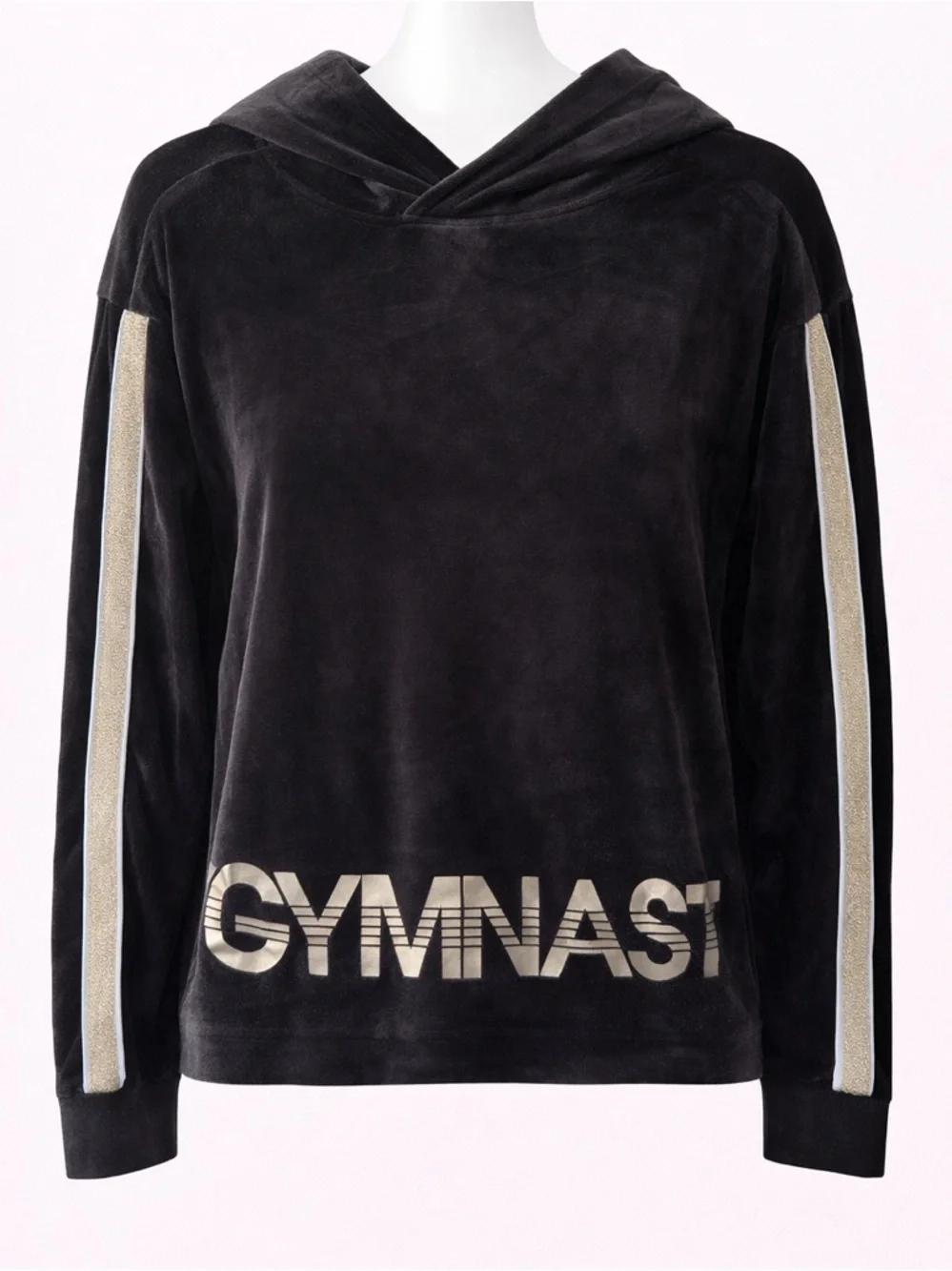 Justice Active Black with Gold Gymnast Hoodie size girls 14/16
